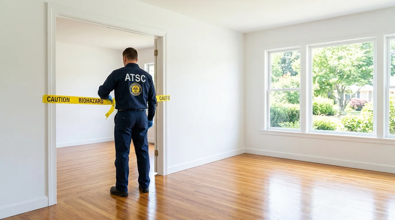 Certified biohazard cleanup crew performing Trauma Scene Cleanup in Newington